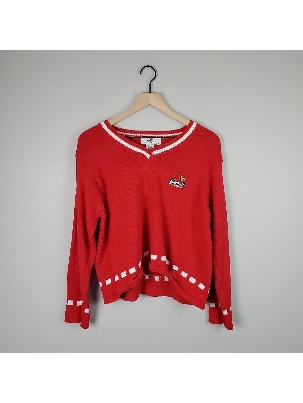 University of Louisville Cardinals VNeck Women Cotton Sweater Large